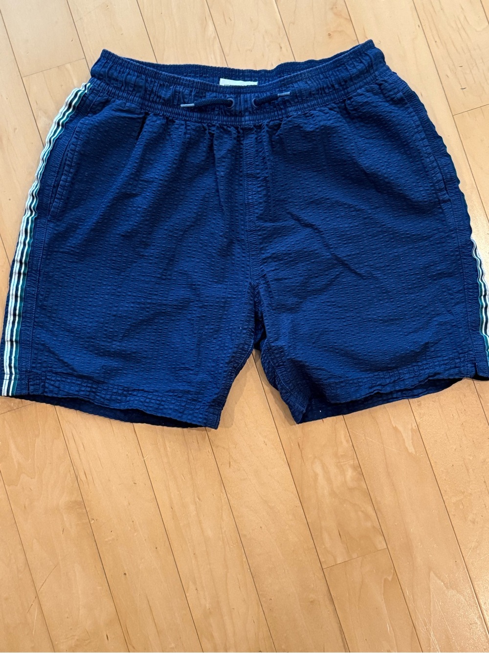 Navy Seersucker boys swimsuit swim trunks J Crew Crewcuts